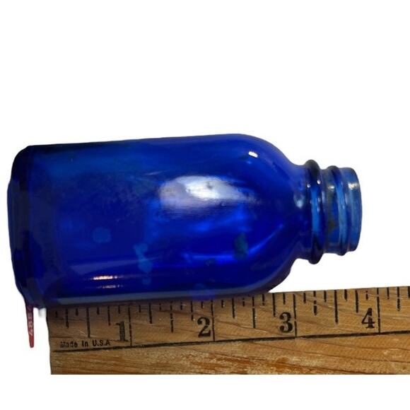 Vintage Glass Bottle Lot 4 Brown Clear Blue Apothecary Scientist Decor Alchemist - Picture 3 of 10